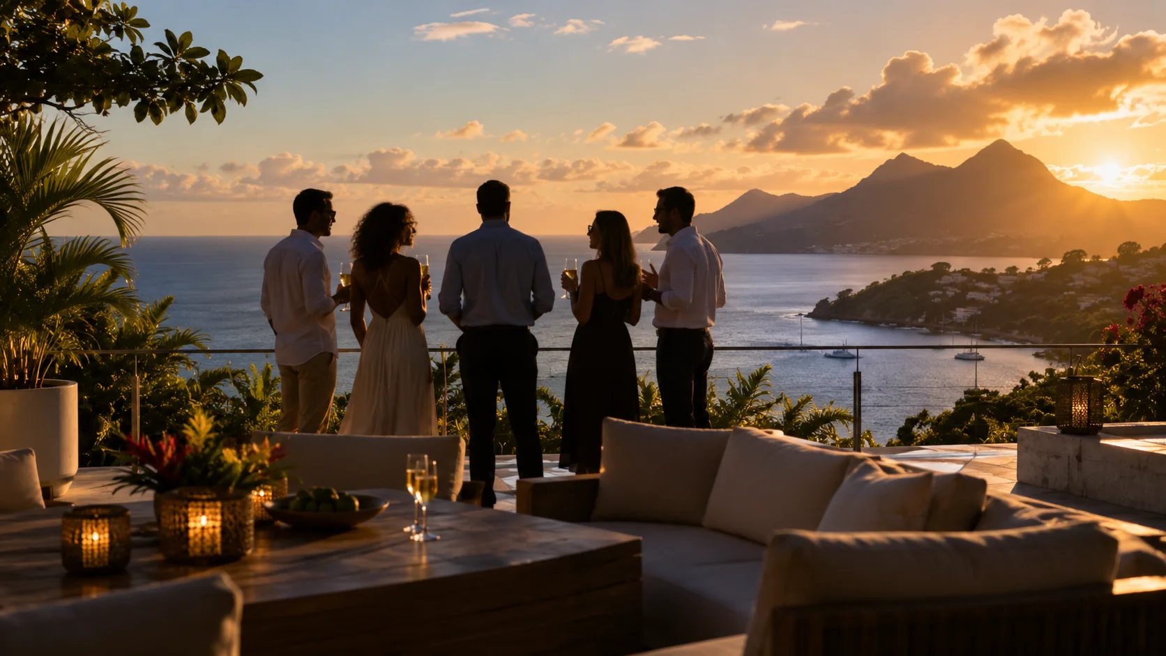 Illustration d’ambiance d’une rencontre sur une terrasse face à la mer