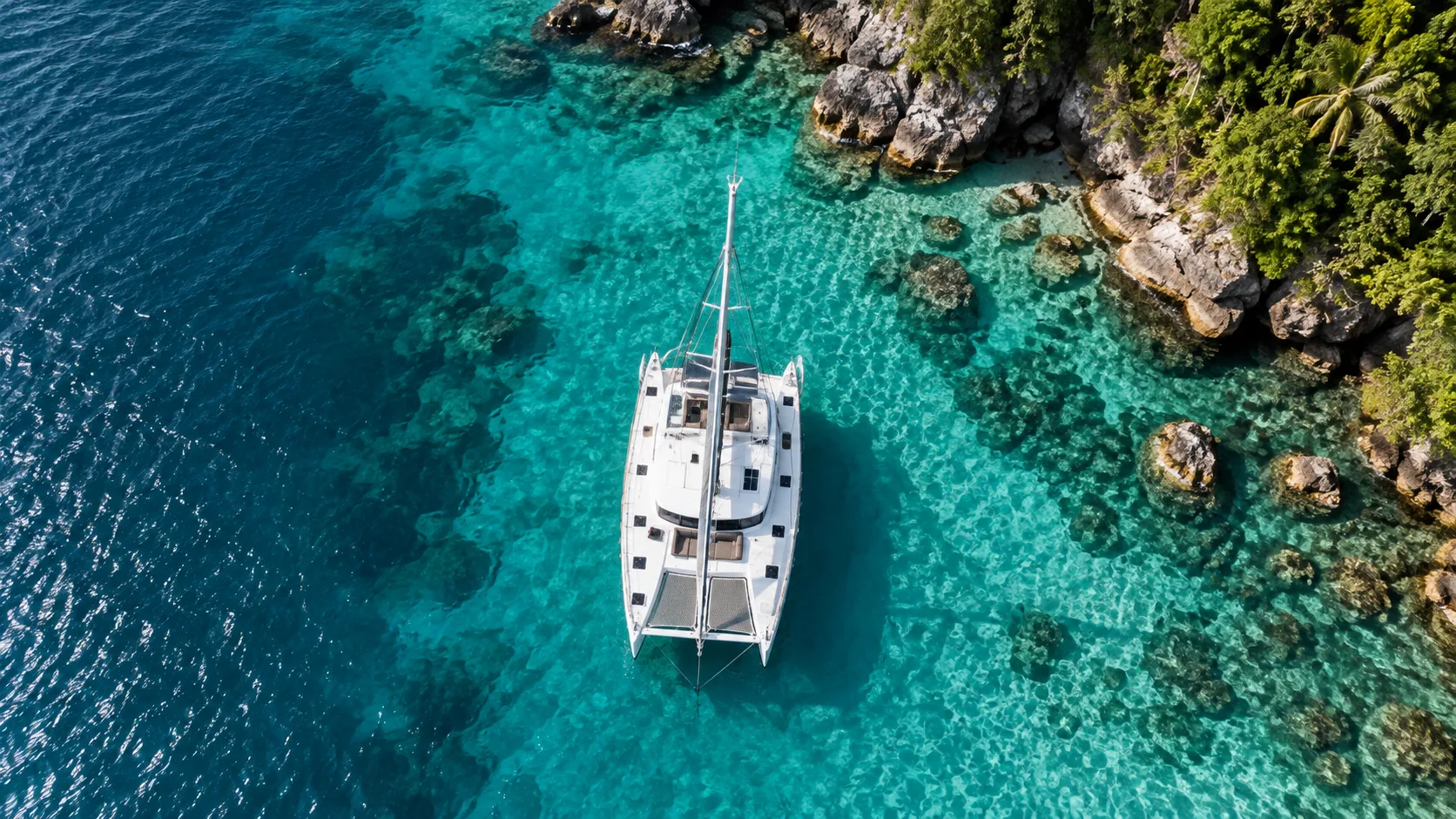 Catamaran privé dans les eaux turquoise de Martinique